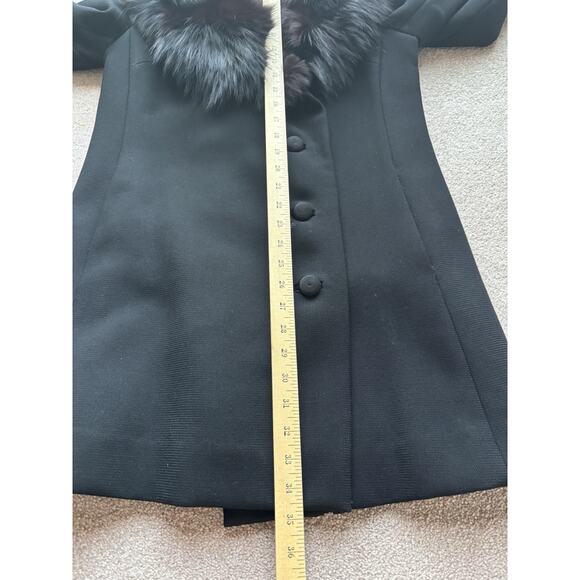 Vintage Union Made Black Wool Over Coat Dramatic Fur Collar CBK Style Tailored - Picture 12 of 16